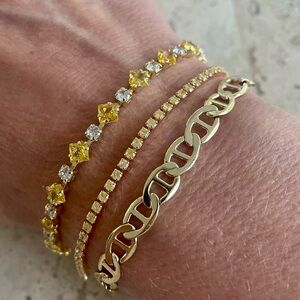 Two Elegant 18k Gold Plated Tennis Bracelets NWOT - by Pretty Bird (set of 2)